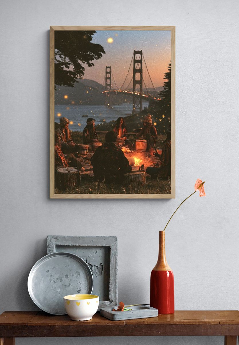 Golden Gate Drum Circle Photography Poster. — room view 3