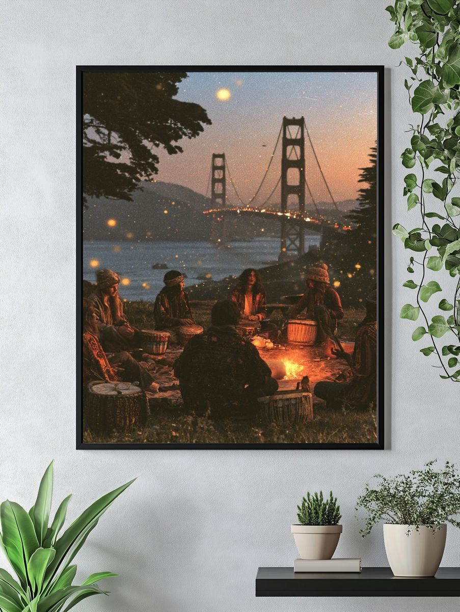 Golden Gate Drum Circle Photography Poster. — room view 4
