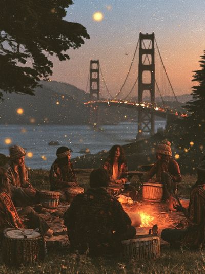 Golden Gate Drum Circle Photography Poster. poster