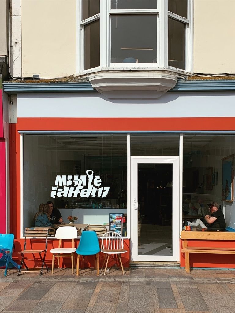 Colorful Cafe Facade Photography Poster. poster — photography art