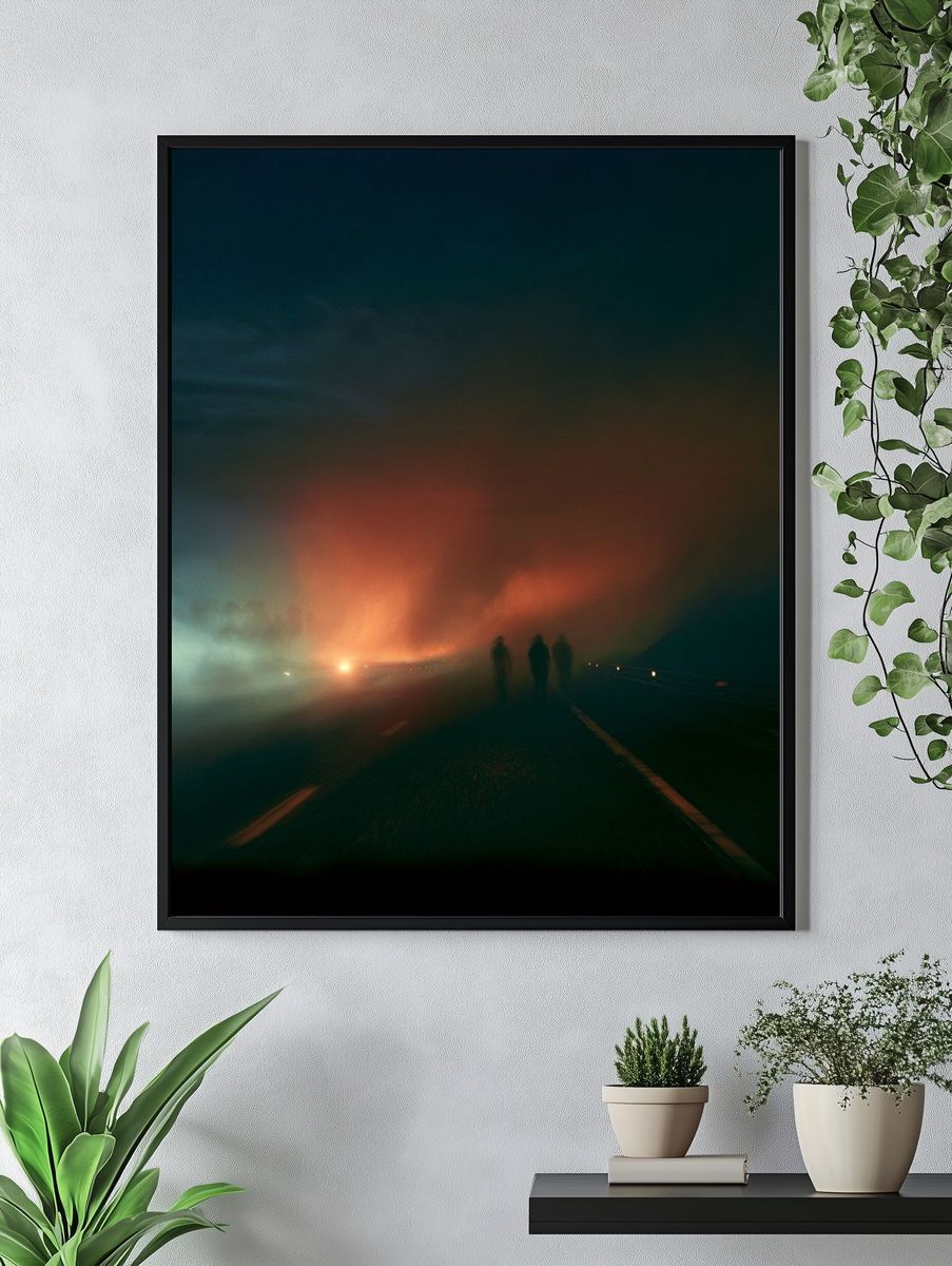 Foggy Night Road Photography Poster. — room view 4