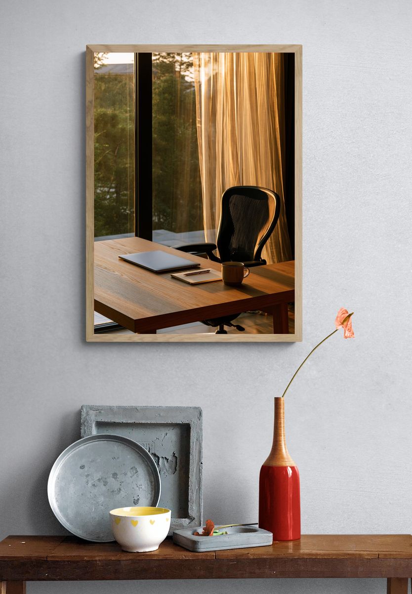 Sunlit Modern Office Photography Poster. — room view 3