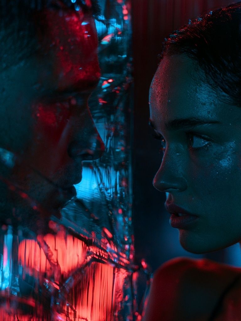 Neon Reflection Portrait Print. poster detail