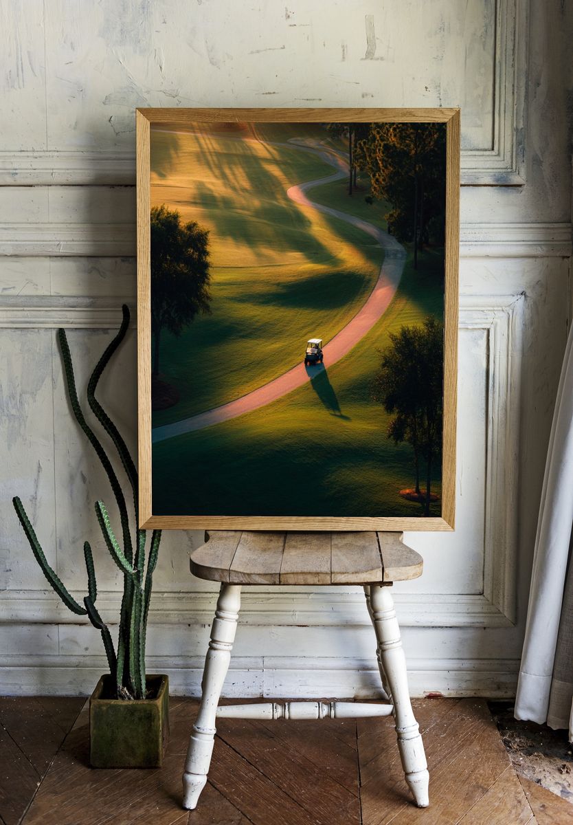 Sunlit Golf Course Landscape Poster. — room view 1