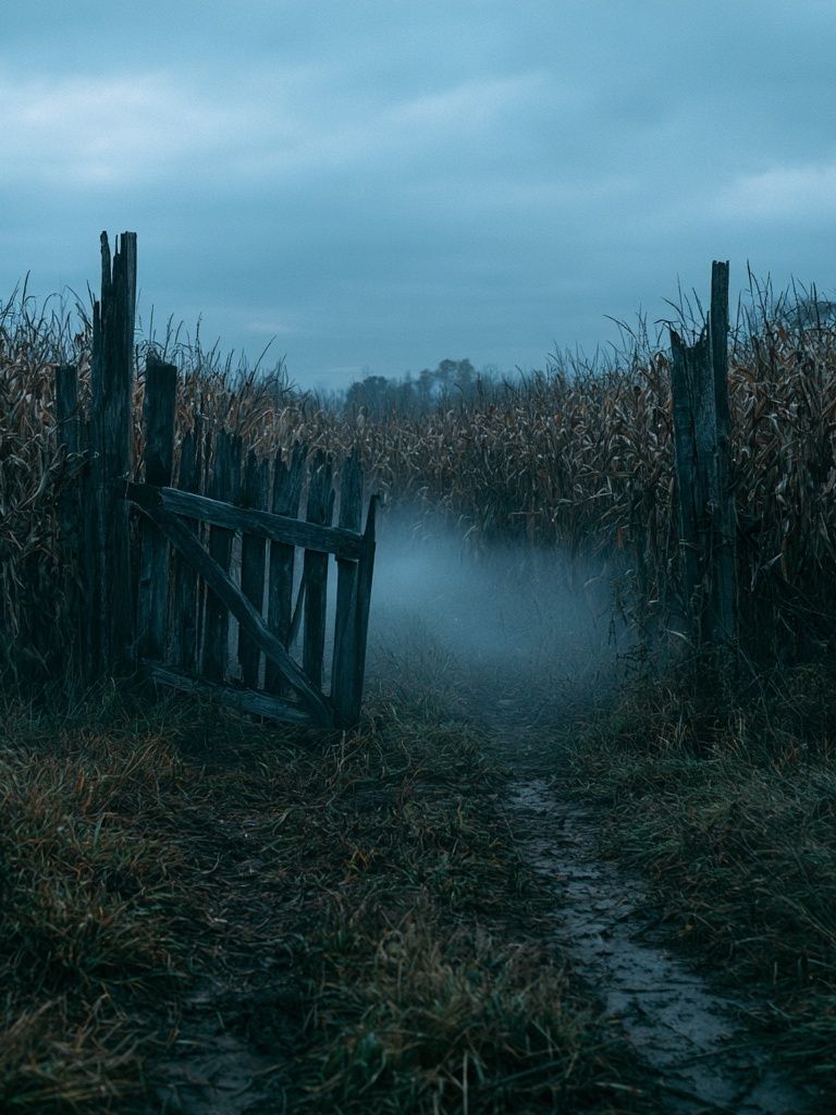 Misty Cornfield Path Photography Poster. poster — photography art