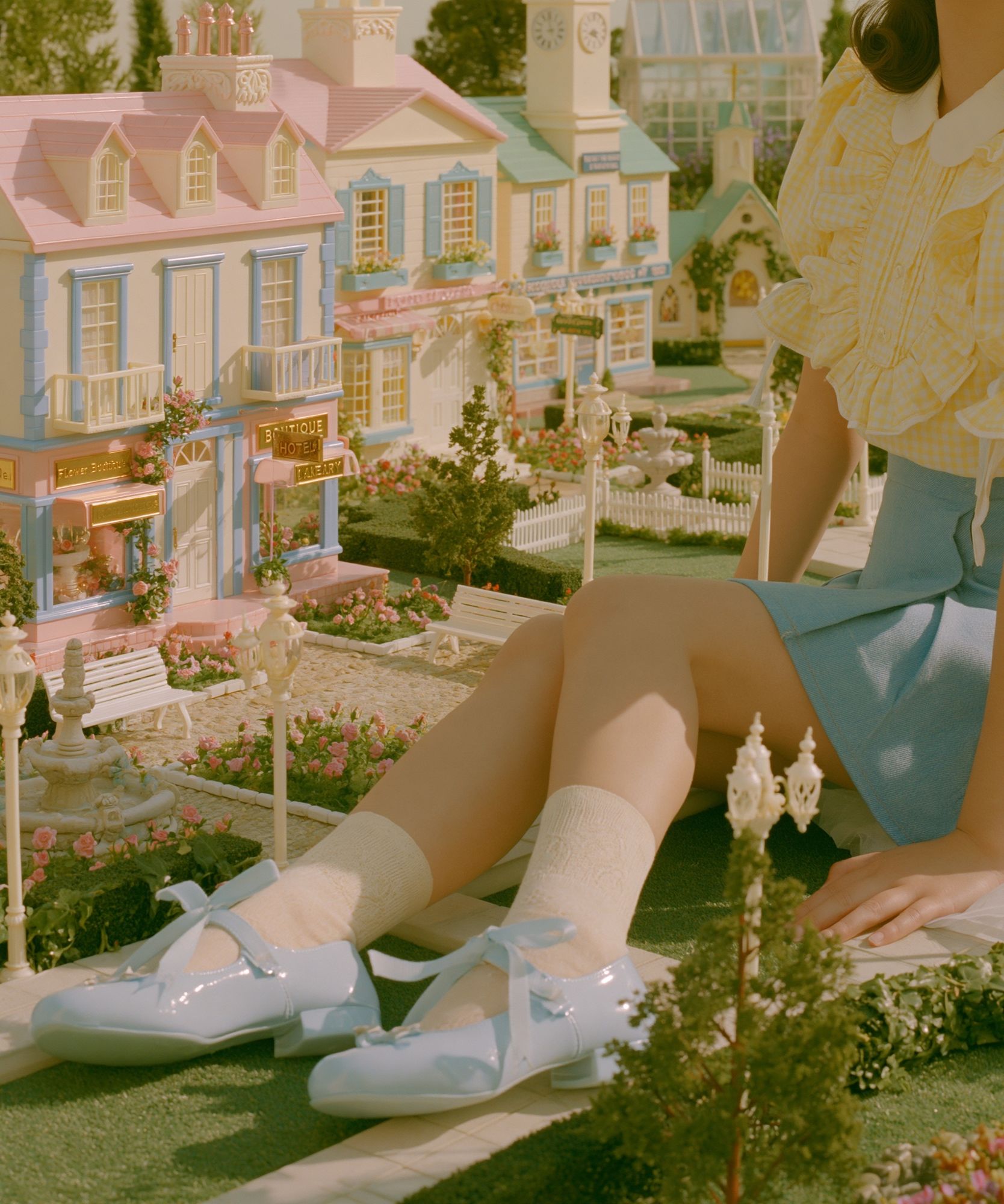 Pastel Dollhouse Garden Photography Poster. poster detail
