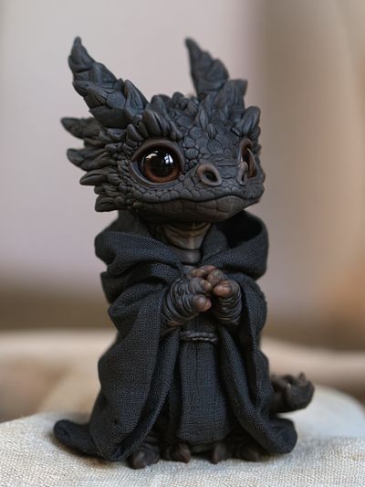 Cute Dragon Figurine Photography Poster. poster