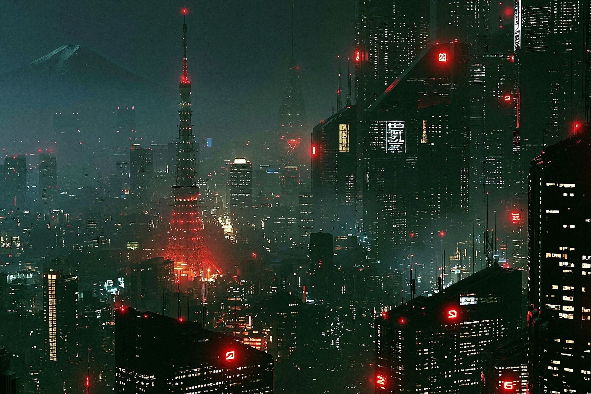 Neon Tokyo Skyline Photography Poster. poster detail
