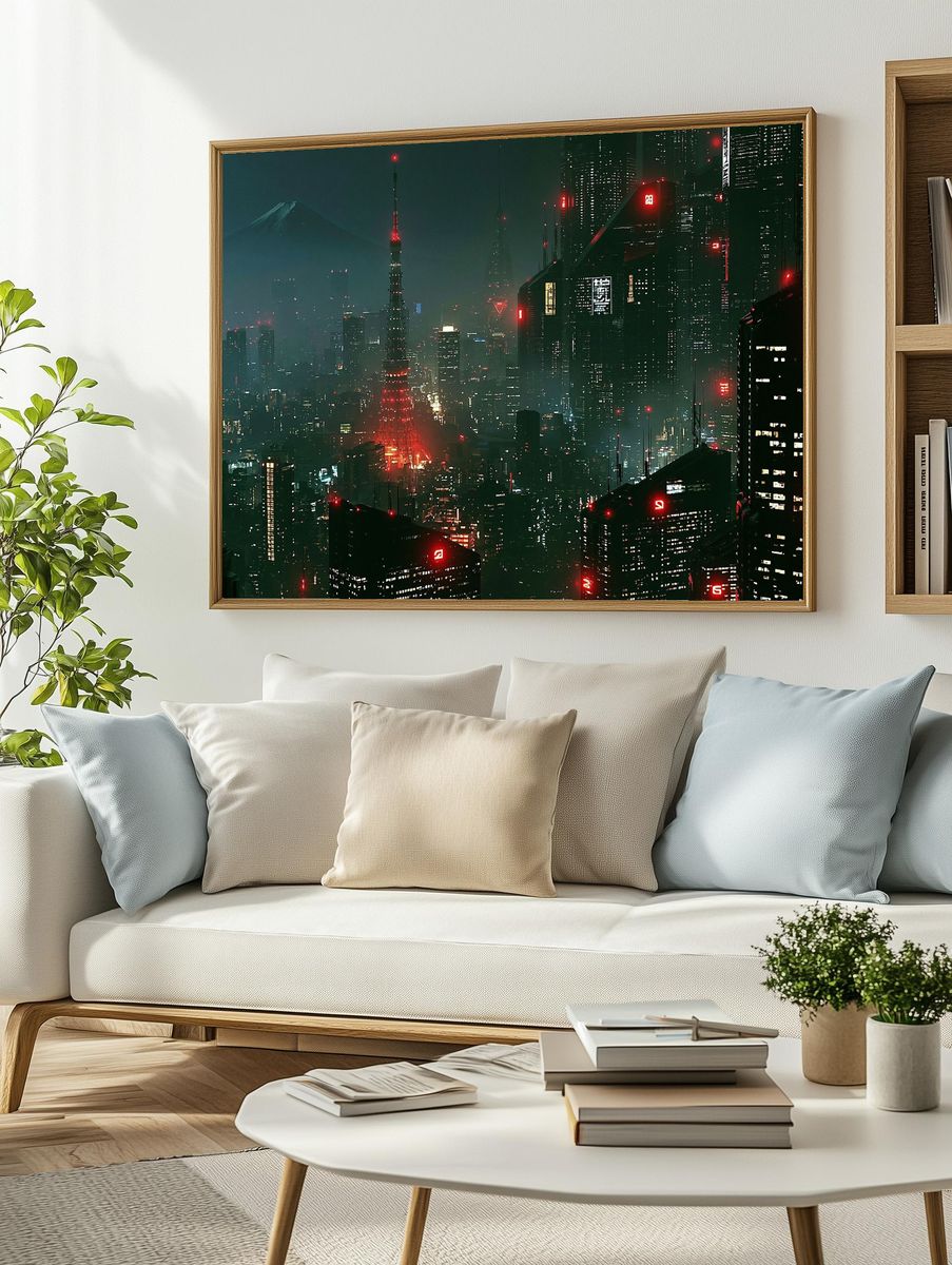 Neon Tokyo Skyline Photography Poster. — room view 2