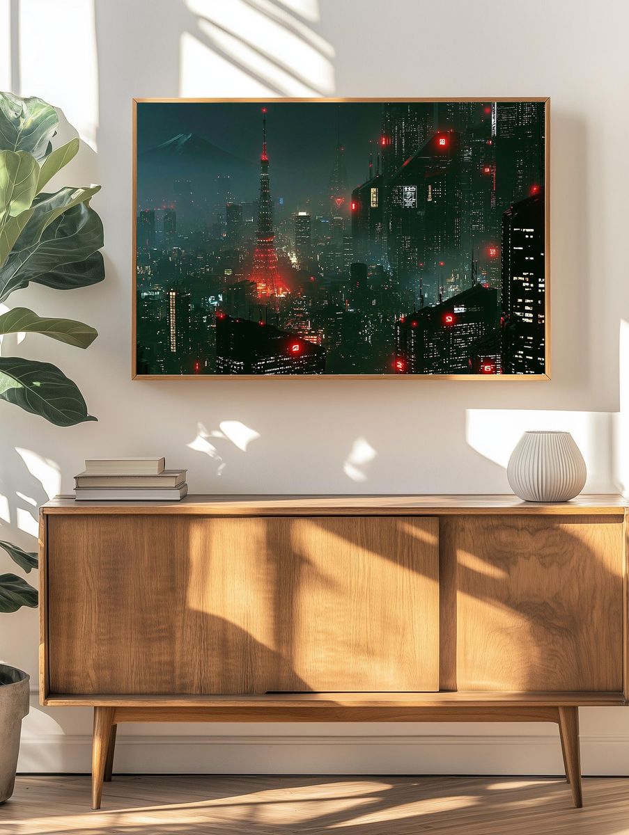 Neon Tokyo Skyline Photography Poster. — room view 3