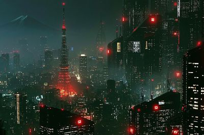 Neon Tokyo Skyline Photography Poster.