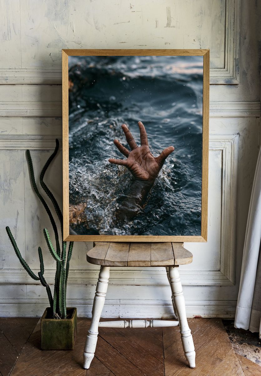 Drowning Hand Photography Poster. — room view 1