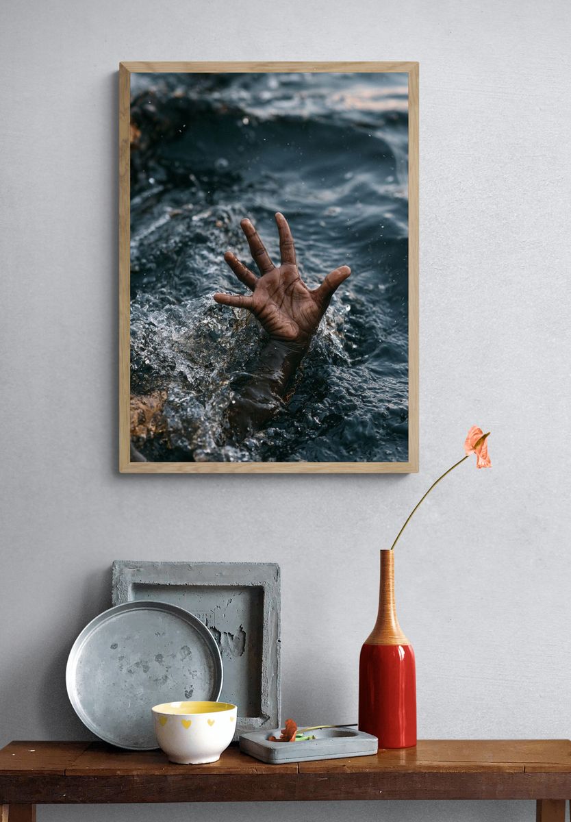 Drowning Hand Photography Poster. — room view 3