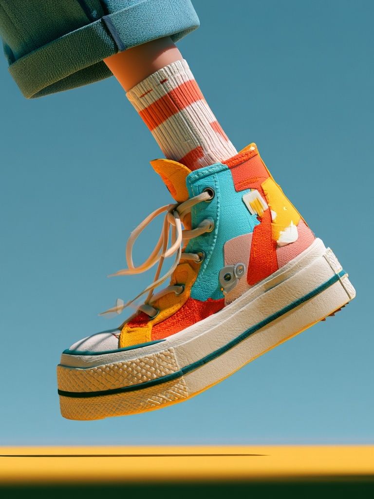 Colorful Sneaker Jump Photography Poster. poster — photography art