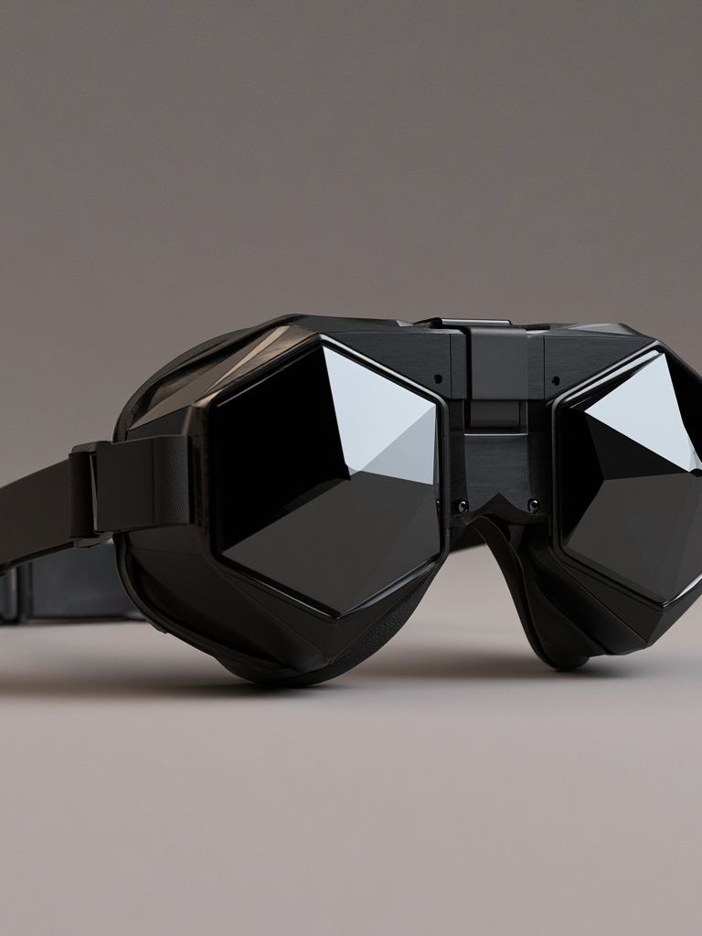 Futuristic Black VR Goggles Photography Poster. poster detail