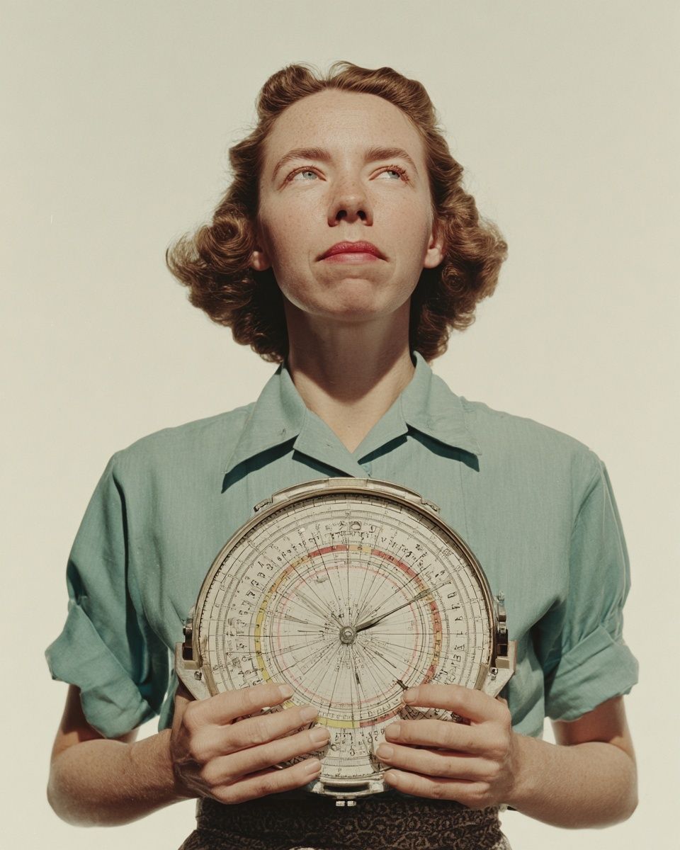 Vintage Portrait with Nautical Instrument Poster. poster detail