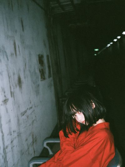 Moody Red Coat Portrait Print.