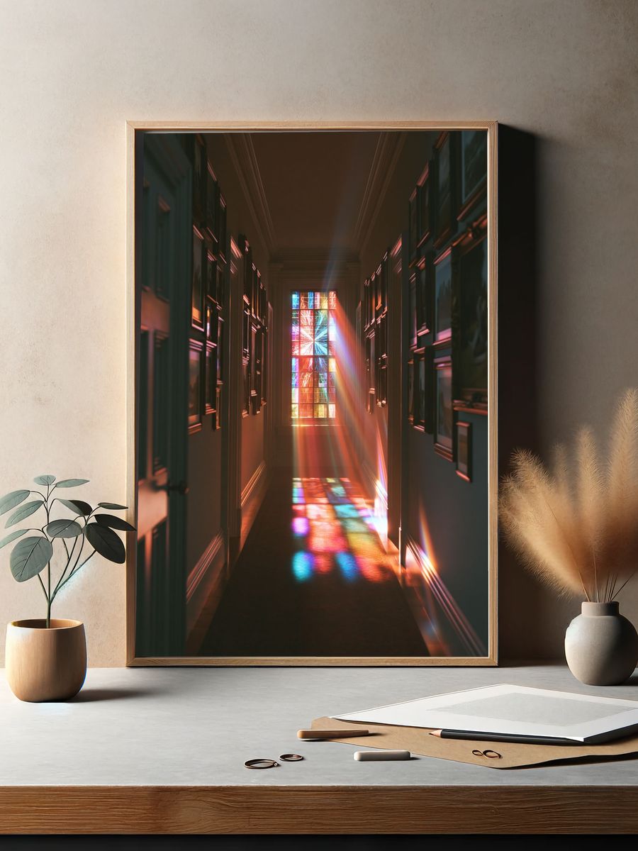 Stained Glass Hallway Light Poster. — room view 2