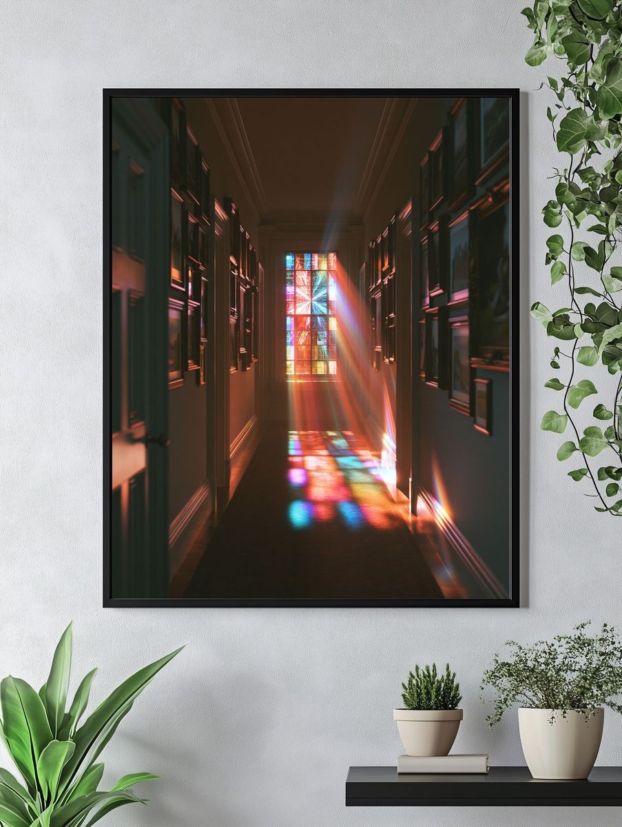 Stained Glass Hallway Light Poster. — room view 4