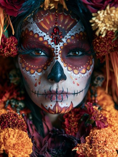 Sugar Skull Floral Portrait Poster. poster