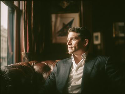 Moody Portrait in a Leather Lounge Poster.