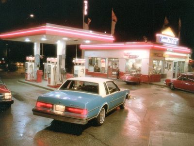 Neon Gas Station Night Poster. poster