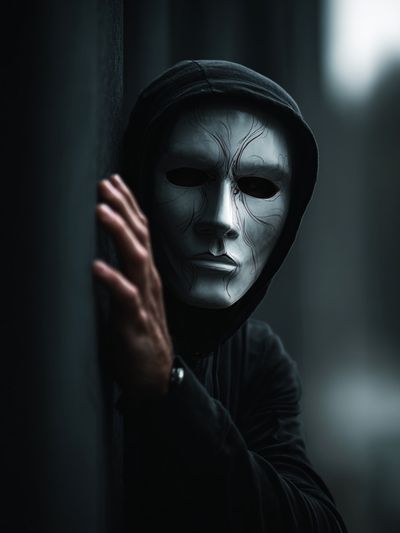 Masked Figure Horror Photography Poster. poster print