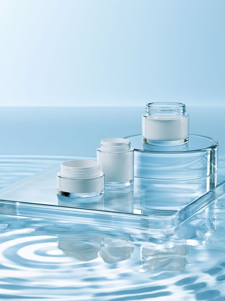 Blue Skincare Still Life Poster. poster detail