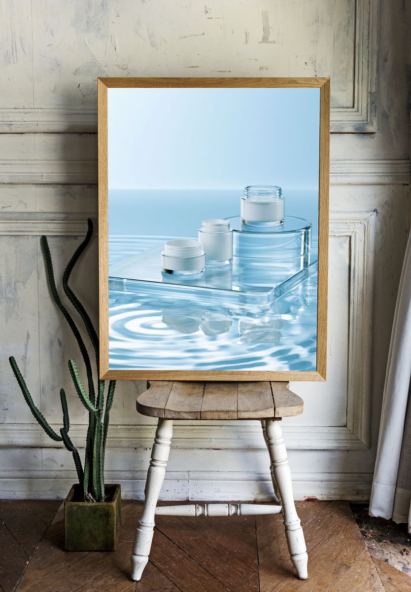 Blue Skincare Still Life Poster. room preview