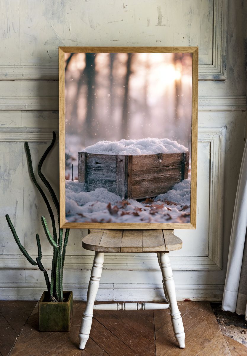 Snowy Forest Crate Photography Poster. — room view 1
