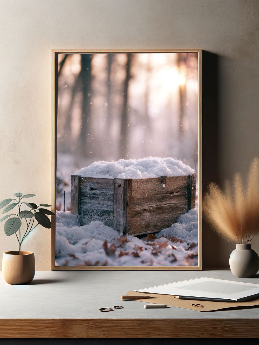 Snowy Forest Crate Photography Poster. — room view 2