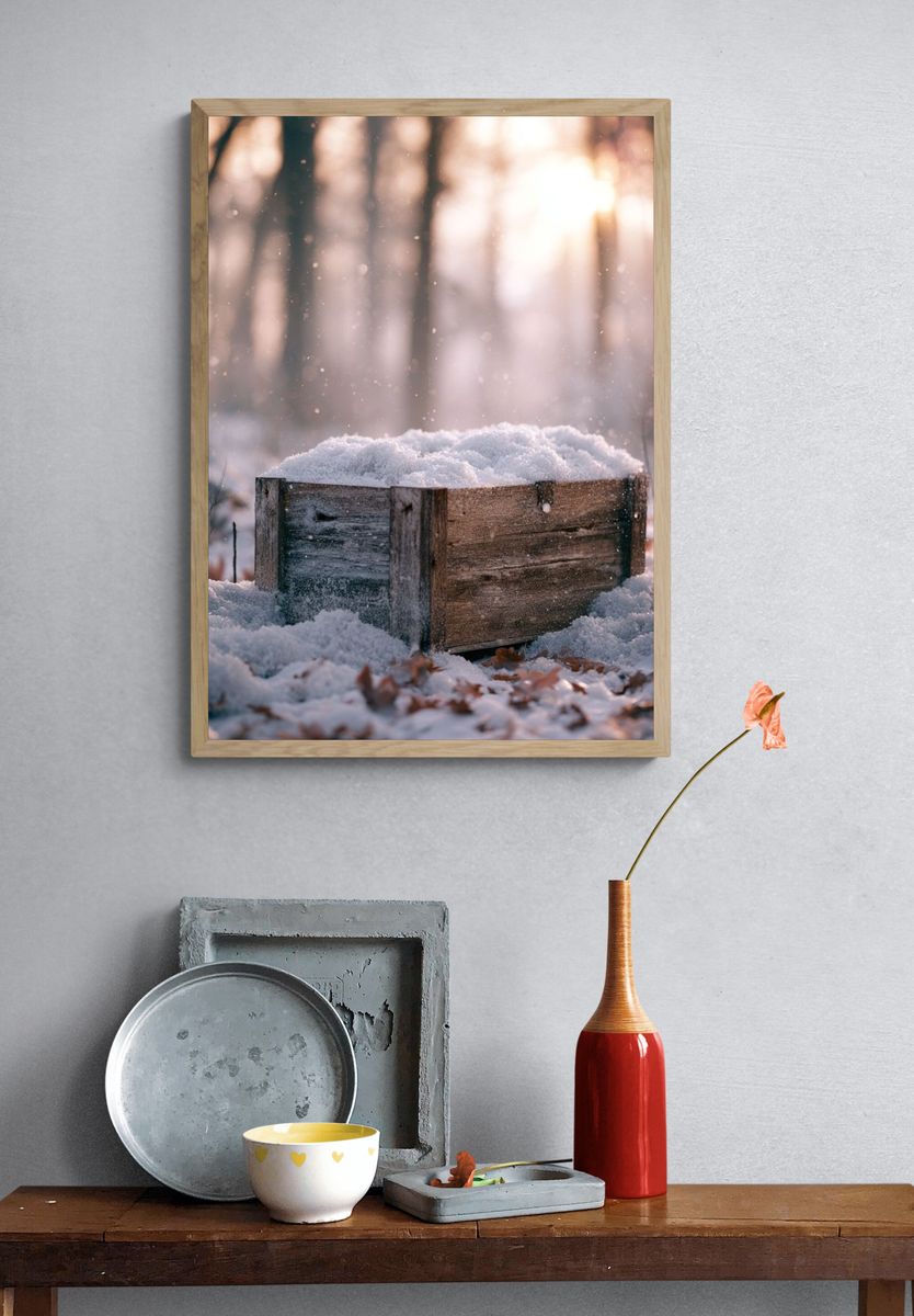 Snowy Forest Crate Photography Poster. — room view 3