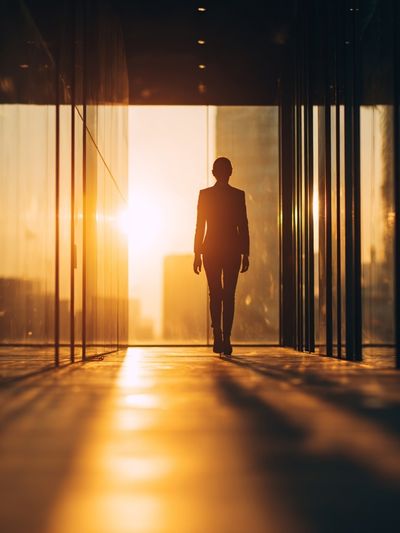 Silhouette Corridor Sunset Photography Poster. poster