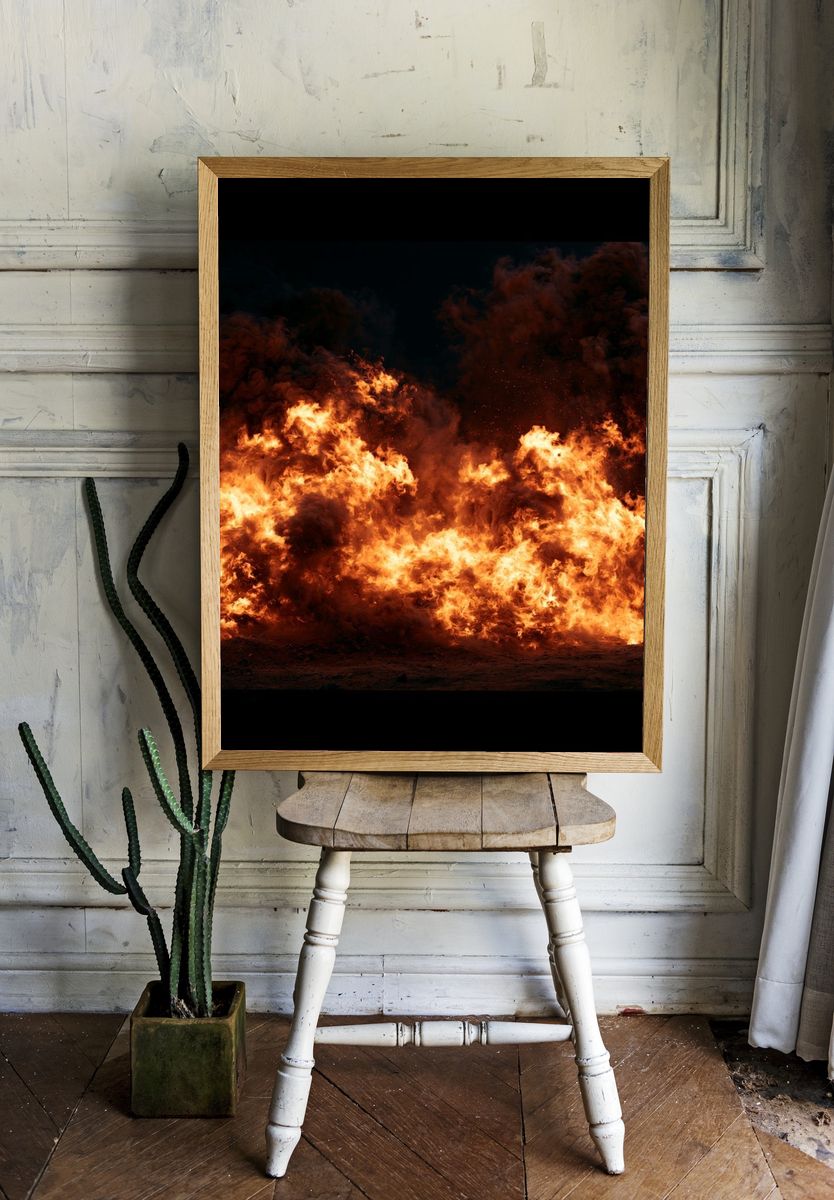 Inferno Flames Photography Poster. — room view 1