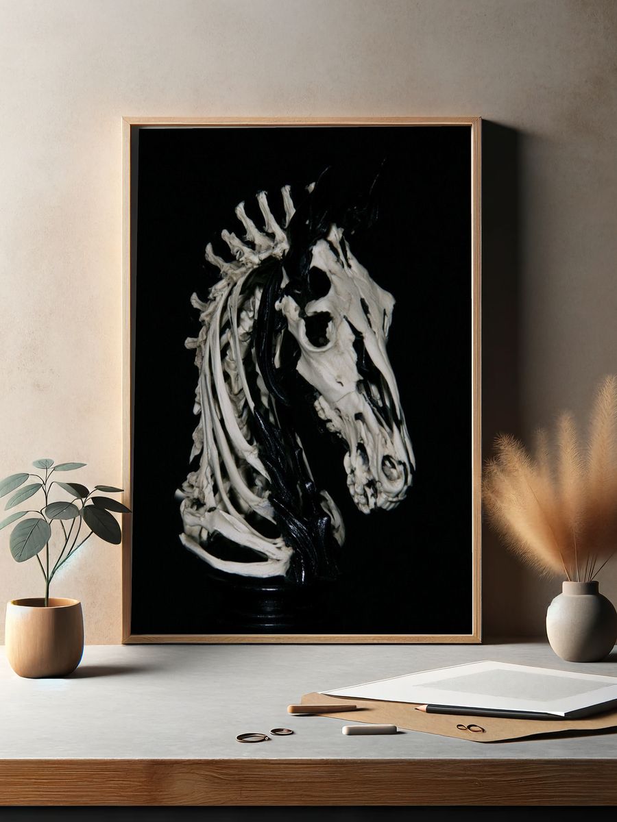 Skeleton Horse Head Photography Poster. — room view 2