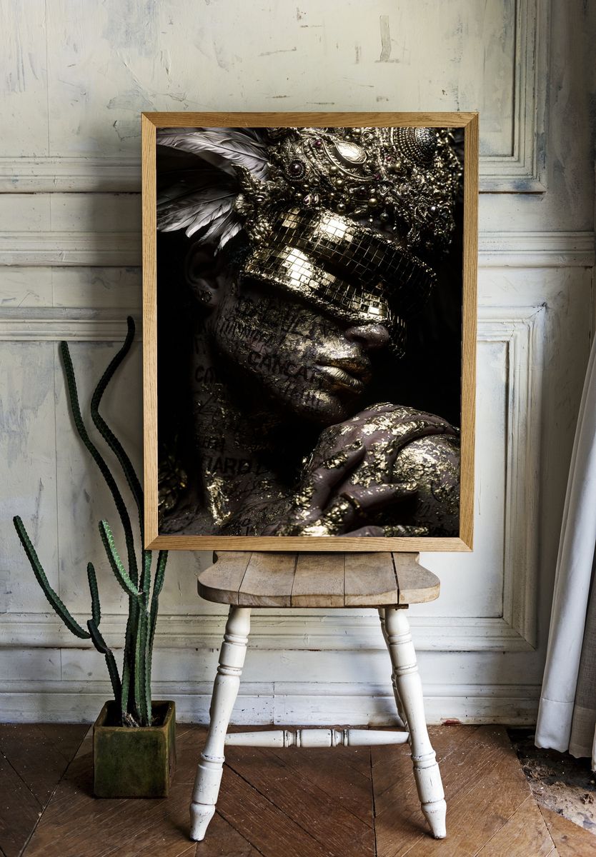 Gilded Mask Portrait Poster. room preview