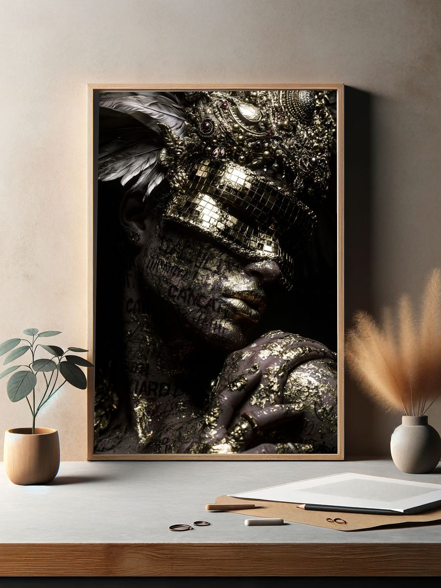 Gilded Mask Portrait Poster. — room view 2