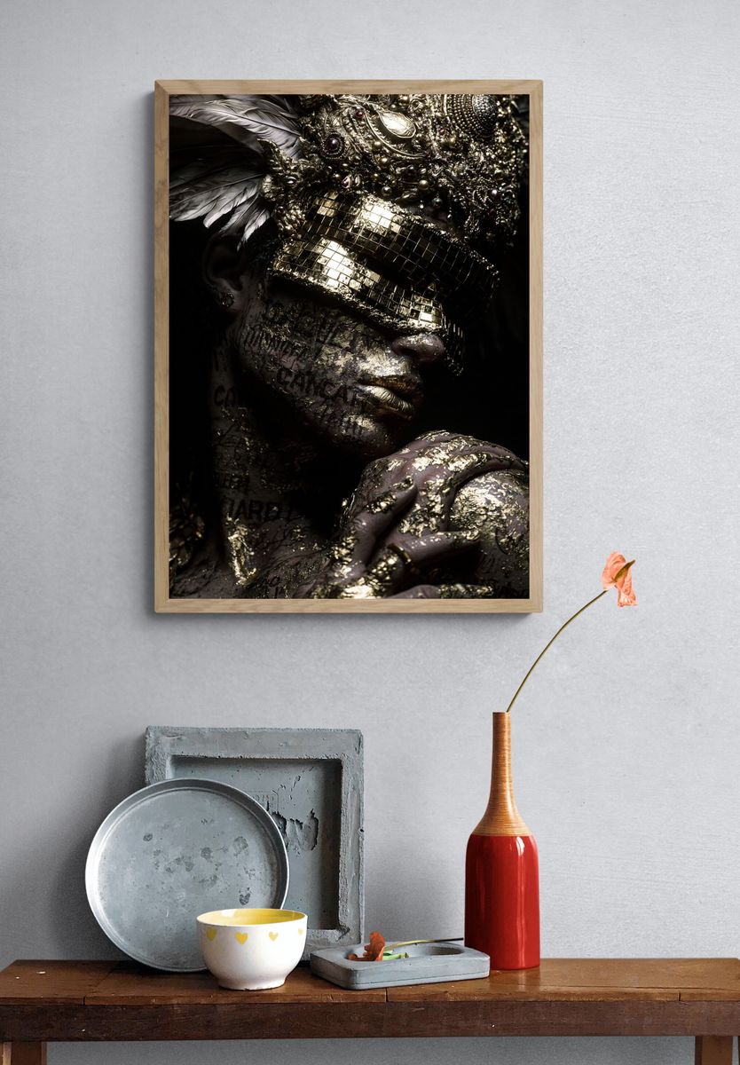 Gilded Mask Portrait Poster. — room view 3