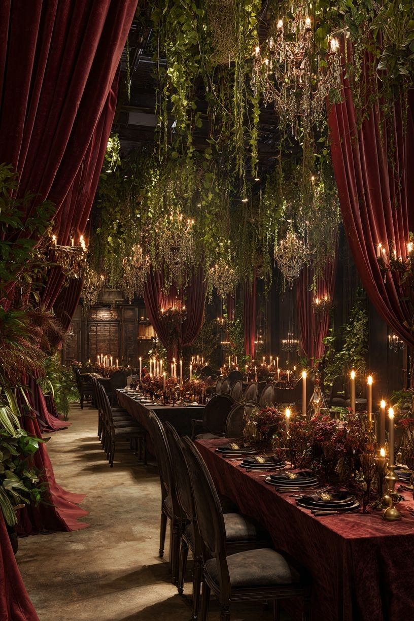 Candlelit Velvet Banquet Hall Print.