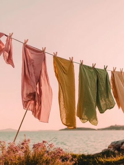 Coastal Laundry at Sunset Poster. poster print