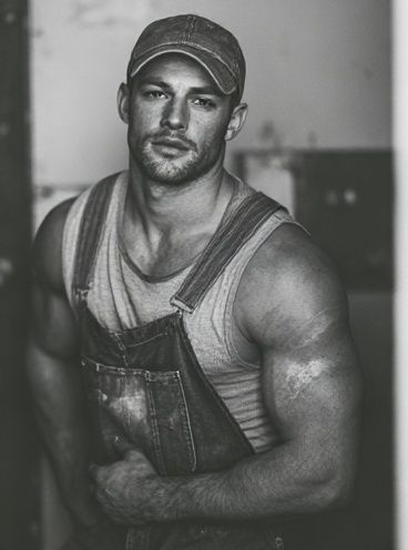 Muscular Worker Portrait Photography Poster. poster detail