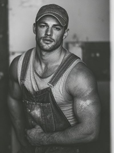 Muscular Worker Portrait Photography Poster. poster