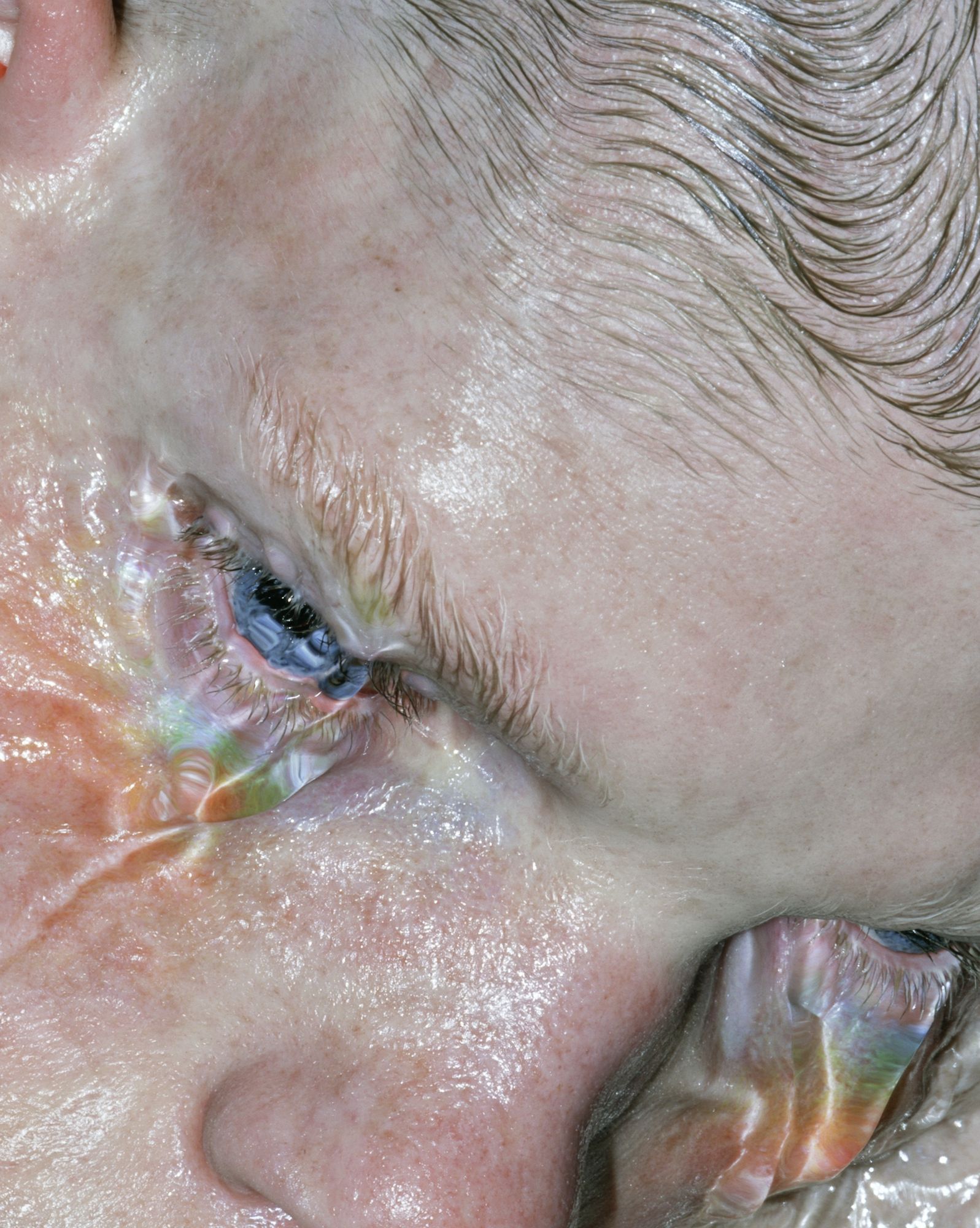 Iridescent Face Close-Up Photography Poster. poster detail