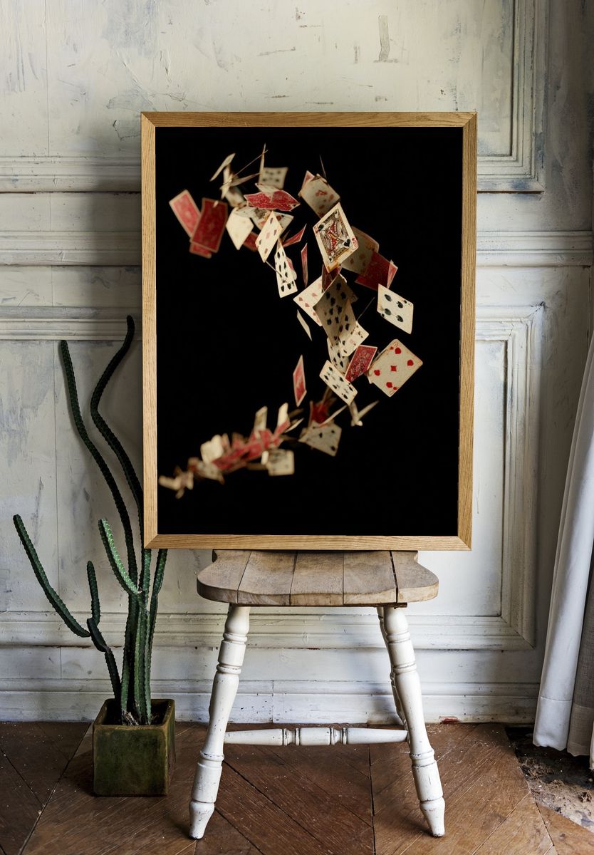Floating Playing Cards Photography Poster. room preview