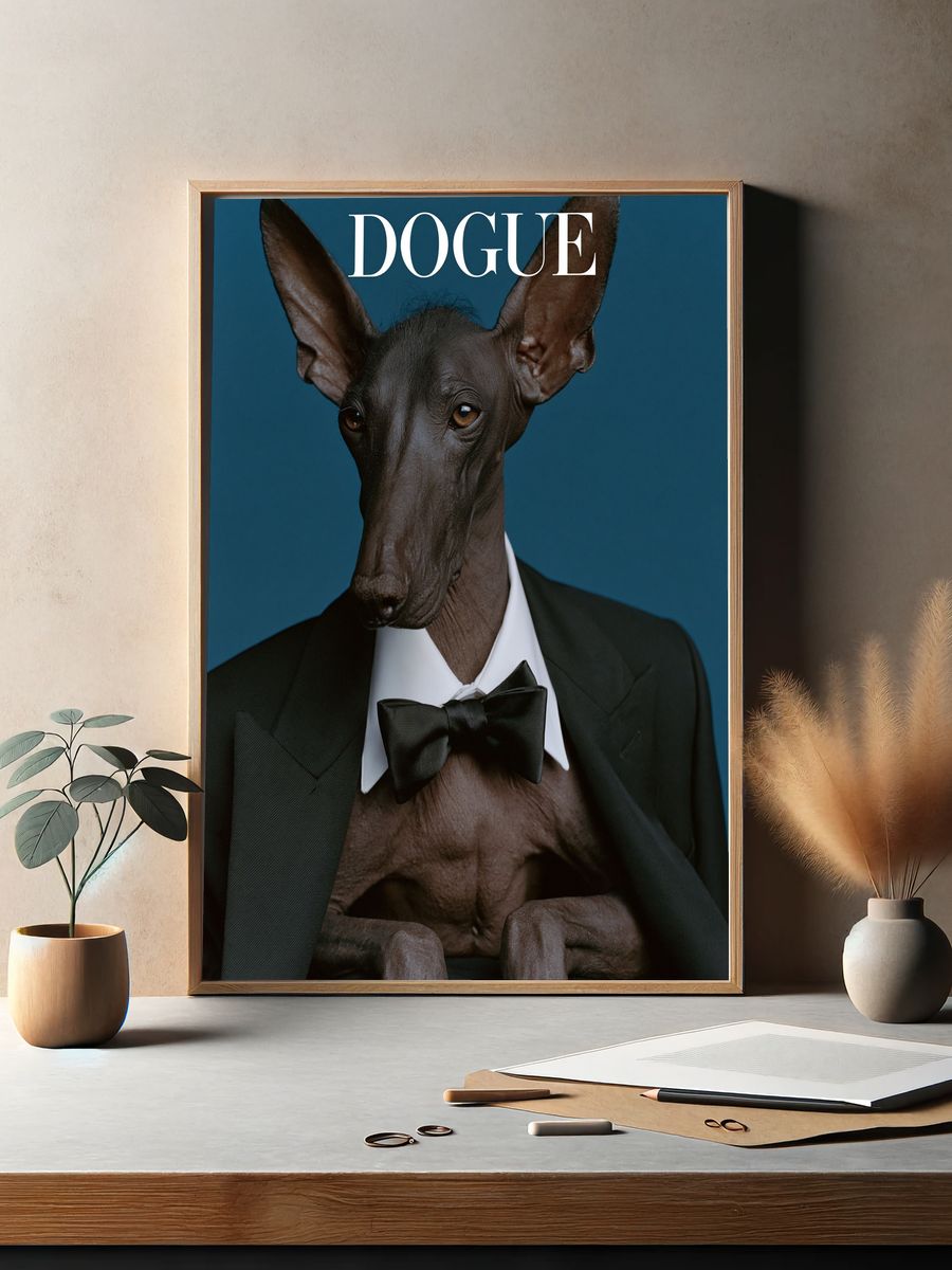 Dogue Sphynx Dog Photography Poster. — room view 2