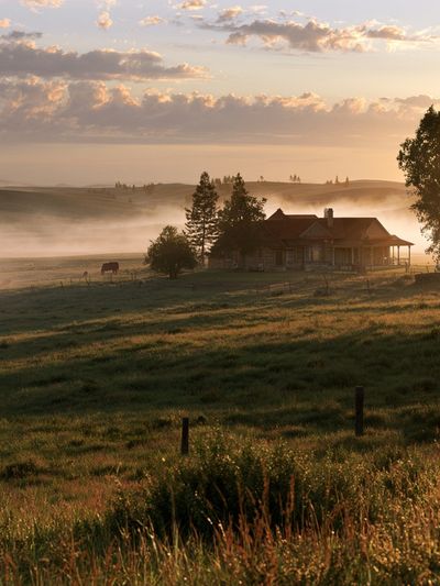 Misty Countryside Sunrise Photography Poster. poster