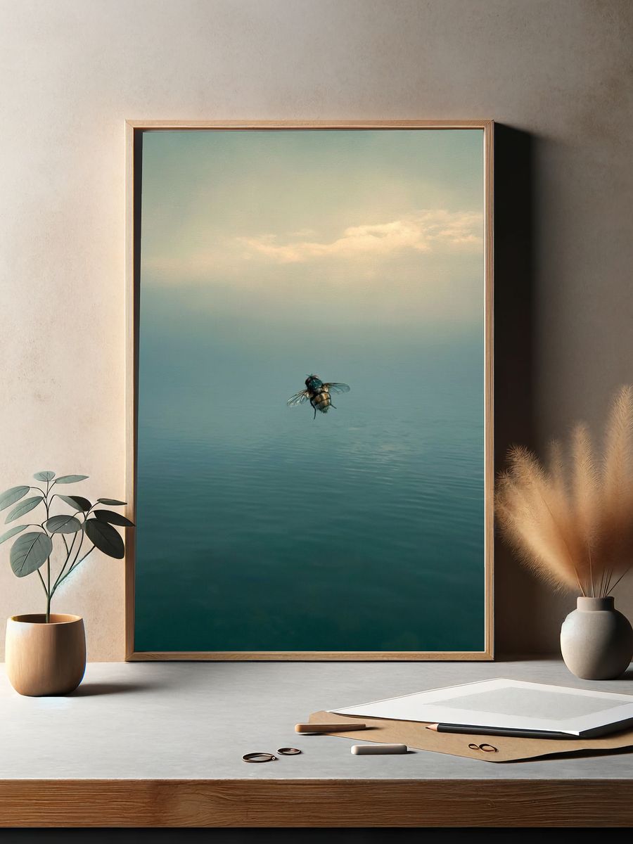 Fly Over Calm Waters Photography Poster. — room view 2