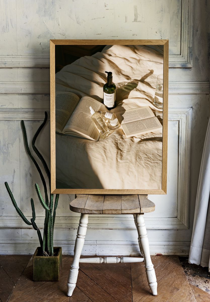 Sunlit Skincare Still Life Poster. — room view 1
