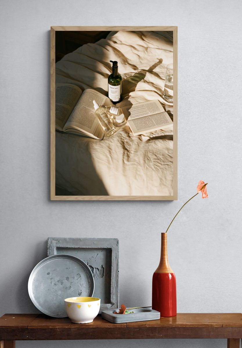 Sunlit Skincare Still Life Poster. — room view 3