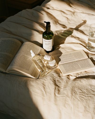 Sunlit Skincare Still Life Poster. poster